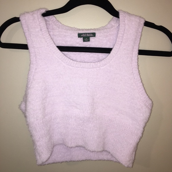Wildflowers Tops - Purple Fuzzy Crop Top